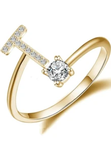Anillos con letras ajustables para mujeres y adolescentes, anillo abierto minimalista con inicial para mujeres y hombres, anillo de letra en inglés personalizado 26, anillo de dedo delicado de acero inoxidable, regalo de pareja y amigo, accesorios de joyería de moda