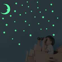 208/101 件夜光星贴天花板装饰，星空闪亮装饰非常适合卧室礼物，节日派对装饰，夜光墙贴，超级大气，仿佛在外太空漫步，一起探索其他星球的奥秘，这种感觉太棒了！ - 多色 - 查看 10