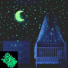 208/101 件夜光星贴天花板装饰，星空闪亮装饰非常适合卧室礼物，节日派对装饰，夜光墙贴，超级大气，仿佛在外太空漫步，一起探索其他星球的奥秘，这种感觉太棒了！ - 多色 - 查看 3