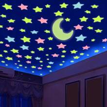208/101 件夜光星贴天花板装饰，星空闪亮装饰非常适合卧室礼物，节日派对装饰，夜光墙贴，超级大气，仿佛在外太空漫步，一起探索其他星球的奥秘，这种感觉太棒了！ - 多色 - 查看 5