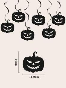 6 piezas Decoración colgante del techo para Halloween de fantasmas, calabazas y arañas con remolinos, decoración colgante espiral para fiestas de Halloween, y también para decorar en Navidad - Negro - Ver 4