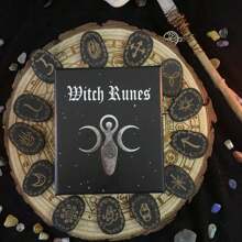 Wood Runes Stone Set Witches Rune Set 14 PCS Engraved Rune Symbol For Divination - Black - View 3