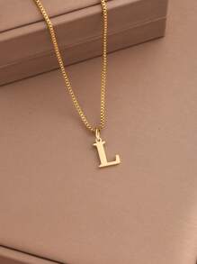 1pc Women Initial Letter A-Z Necklace, Stainless Steel Alphabet Pendant, Halloween & Back To School Gift