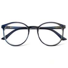 Men's Glasses Frame Without Prescription Flexible Round - Blue With Transparent - View 1