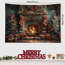 1 bucată 105 g/m² poliester chenille tapiserie de perete de Crăciun, atmosferă decorativă clasică, decor de cameră, decorațiuni interioare, obiecte de cameră, arte de perete, steaguri pentru cameră, decor de Crăciun, tapiserie, decorațiuni de Crăciun