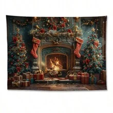 1 bucată 105 g/m² poliester chenille tapiserie de perete de Crăciun, atmosferă decorativă clasică, decor de cameră, decorațiuni interioare, obiecte de cameră, arte de perete, steaguri pentru cameră, decor de Crăciun, tapiserie, decorațiuni de Crăciun