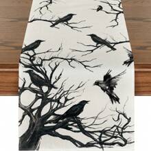 Árvore fantasma preta e branca, teia de aranha, caminho de mesa de Halloween de corvo, decoração de mesa de cozinha de outono, adequada para casa de fazenda, casa, feriado, festa, aniversário, casamento e jantar, decoração de Halloween, decoração de casa, festa de Halloween - Multicolorido - Ver 20