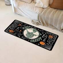 1pc Thickened 0.47 Inch/1.2cm Kitchen Mat, Skeleton Pumpkin And Black Cat Pattern Polyester Carpet, Entrance Door Mat, Day Of The Dead Fashionable Home Decoration, Suitable For Bathroom, Bedroom, Game Room, Indoor And Outdoor - Multicolor - View 12