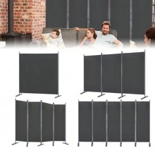 VA-Cerulean Outdoor Folding Screen Privacy Partition Wall 1-Part/2-Part/4-Part/5-Part 185x180cm/275x180cm/225x180cm/280x180cm Room Divider With Flat Feet Anti-UV Weatherproof For Garden Balcony Office, Anthracite/Beige - 深灰色 - 查看 1