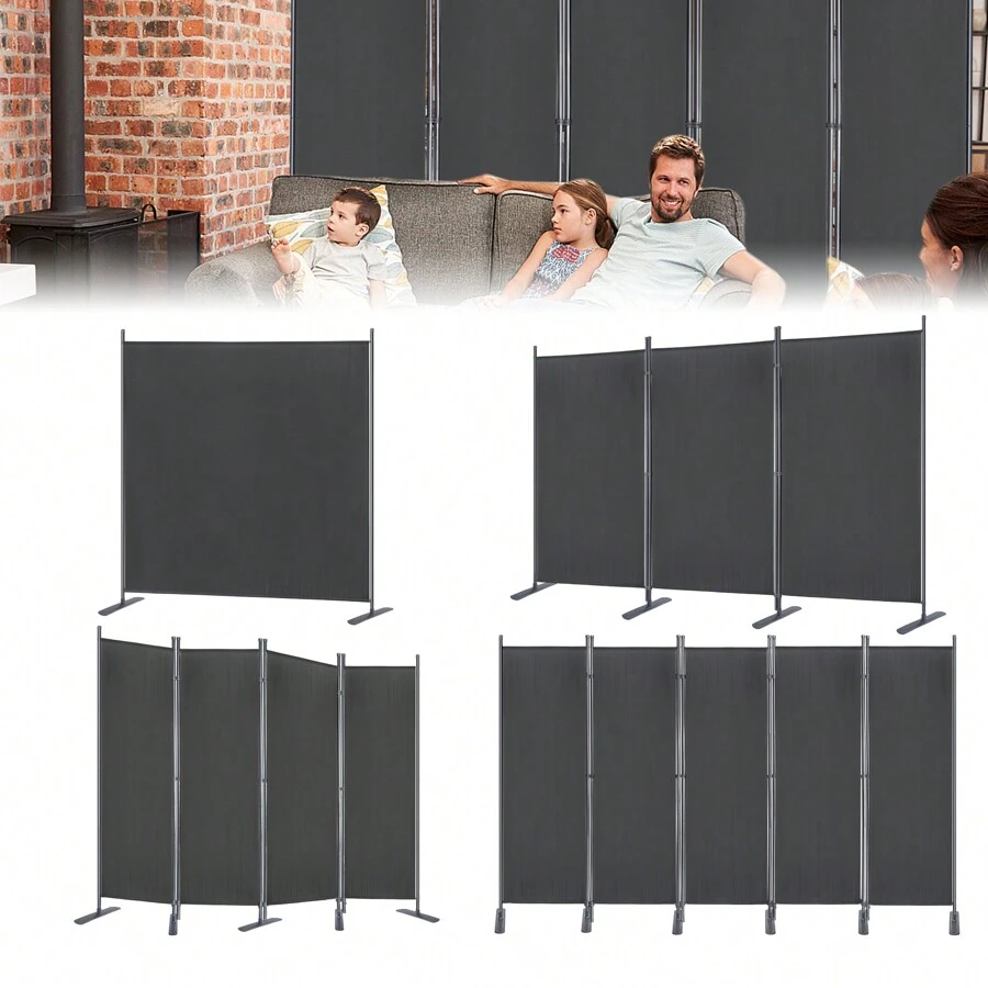 VA-Cerulean Outdoor Folding Screen Privacy Partition Wall 1-Part/2-Part/4-Part/5-Part 185x180cm/275x180cm/225x180cm/280x180cm Room Divider With Flat Feet Anti-UV Weatherproof For Garden Balcony Office, Anthracite/Beige - 深灰色 - 查看 1