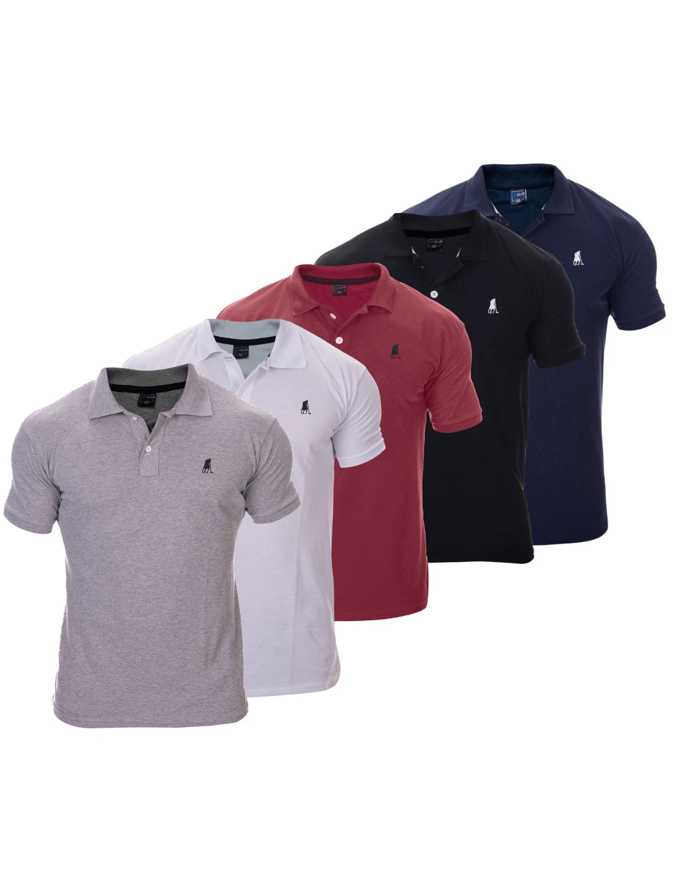 Kit 5 Men's Polo Shirt Slim Blouse Wholesale Piquet - Xám - Xem 1