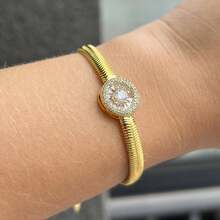 Venetian Bracelet With Pizza Pendant Set In 18k Gold Plated Zirconia - Vàng - Xem 2