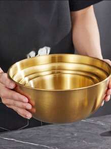 3 件套不锈钢沙拉搅拌碗带秤、烘焙和打蛋碗、蔬菜洗碗套装、厨房、圣诞礼物 - 金色 - 查看 5