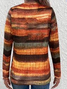 Women's Casual Round Neck Long Sleeve Striped T-Shirt For Spring - Multicolor - View 2