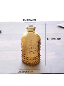 1 Bình Thủy Tinh Mini Phong Cách Cổ Điển Trang Trí-Thủy Canh Hoa & Chai Tinh Dầu, Phụ Kiện Ikebana Cổ Điển Nhật Bản - màu nâu - Xem 7