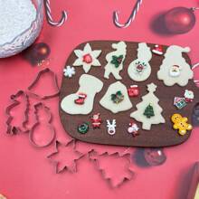 8 piezas/set, Juego de moldes para cortar galletas navideñas, molde de acero inoxidable, cortador de pan navideño, Papá Noel/Muñeco de nieve/Caballito de mar/Copo de nieve/Reno/Campanas/Calcetines/Árbol de Navidad, molde de hornear en casa, utensilios de cocina, artículos asequibles. Decoraciones navideñas Regalos navideños