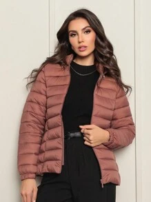 Women's Puffer Jacket Gominho Bobojaco Winter Fashion With Removable Hood - Chocolate Brown - View 1