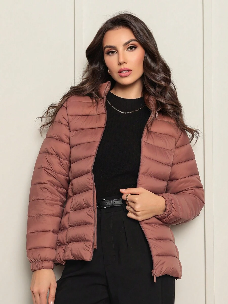 Women's Puffer Jacket Gominho Bobojaco Winter Fashion With Removable Hood - Chocolate Brown - View 1
