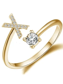 Anillos con letras ajustables para mujeres y adolescentes, anillo abierto minimalista con inicial para mujeres y hombres, anillo de letra en inglés personalizado 26, anillo de dedo delicado de acero inoxidable, regalo de pareja y amigo, accesorios de joyería de moda