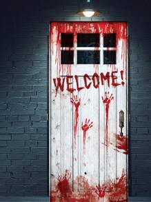 76x182cm Halloween PE Door Sticker, Scary Skeleton Pattern Decoration Home Decor Halloween Decor Fall Decor Room Decor - multicolor - View 4