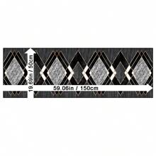 1pc/2pcs Elegant Black Diamond Shape Golden Rim Long Rug/Rug Set, 2pcs, Stain & Dust Resistant, Washable, Suitable For Home, Room, Hallway, Entryway, Bedroom, Living Room, Kitchen, Laundry Room Decoration