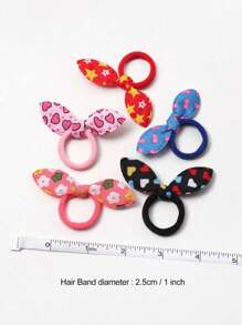 30pcs Rabbit Ear Headbands For Girls With Cute Bowknot, Elastic Hair Ties (Random Color And Design) - Multicolor - View 2