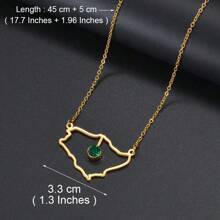 1入組沙地阿拉伯帶綠寶石金色吊墜項鍊，沙烏地阿拉伯珠寶女士女孩