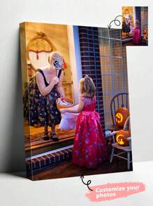 1pc Personalized Poster With DIY Wood Frame Or Frameless Poster,Custom Photo On Canvas For Family,Lover,Pets,Hanging Pictures For Wall Decor Home Decoration Gifts Birthday Graduation - Multicolor - View 3