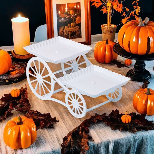 1 pieza Plato para pastel y frutas de 2 niveles, ideal para fiesta de boda, cumpleaños, mesa de postres, apto para cupcakes, rosquillas, frutas, etc. (estilo aleatorio) Decoración del hogar Fiesta de Halloween