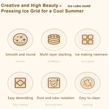 Ice Cube Tray With Lid , Super Easy Release, 6-Cube Silicone Ice Trays For Freezer, Stackable Spill-Resistant Small Ice Cube Mold - Multicolor - View 7