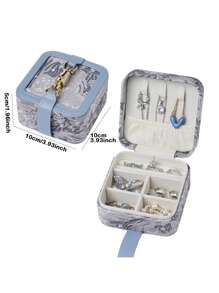CASEGRACE 1pc High-Quality French Floral Print Leather Jewelry Box In PINK/Blue, Adorned With A Metal Lock Clasp. Jewelry Travel Case For Pearls Rings, Earrings, Necklaces, Bracelets, Other Jewelry Items- Jewelry Organizer For Women And Girls . With Its Gentle Colors, It Is Perfect For Organizing Wedding Accessories, Serving As Wedding Decor And Bridesmaid Gift. Christmas Gifts For Girlfriends, Etc. A Top Choice For Home Decor, Party Decorations, And Birthday Embellishments. Back To School