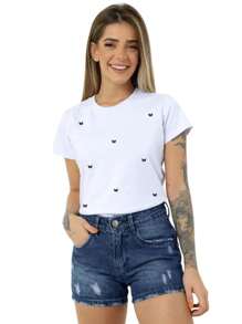 T-Shirt Feminina de Agodão Mini Borboletinhas