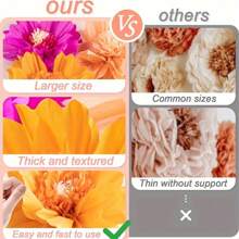 4 件套 20 英寸桃色和橙色派对装饰巨型纸花，婚礼和生日派对装饰，圣诞节 - 4件桃橙色套裝 - 查看 3