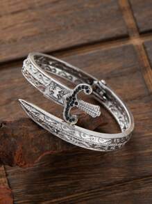 1pc Punk Gothic Geometric Opened Sword Cuff Bangle Bracelet Personality Couple Gift For Men Hiphop Jewelry