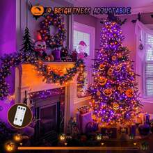 KBO JMEXSUSS 600 LED Christmas String Lights Outdoor, Orange And Purple Lights Clear Wire, Christmas Twinkle String Lights Plug In For Tree Christmas Decorations - Orange and Purple - View 4