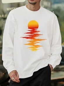 Men's Moon Pint Long Sleeve T-Shirt - White - View 1