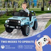 12V Kids Ride On Truck Car Battery Powered Electric Vehicle With Remote Control 3 Speeds Spring Suspension Safety Belt LED Light MP3 Music 4 Wheeler Truck Gift For Boys Girls Black/White/Red/Green/Pink/Blue - Blue - View 4