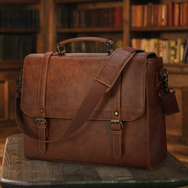 NEWHEY Messenger Bag 15.6 Inch Vintage Leather Water-Proof Laptop Briefcase Large Computer Laptop Bag Leather Satchel Bag Retro Shoulder Bag For Office Business Travel College Christmas Gift Tote Bag Goyard Clutch Handbags Vacation Side Bags Leather Bag Hobo Bag Purse Holiday Thanksgiving Gifts Men Bag Travel Essentials Retro Bag Gifts Valentine Day Holiday Essentials Bag Stickers Winter Brown Bag Valentine Gifts Vintage School Laptop Case Gift Bag Pack Spring Vintage Bags Laptop Bags