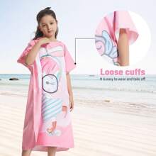 MUTAO 1pc Kids Swimming Changing Robe, Soft Hooded Bathrobe Changing Robe, Microfiber Changing Poncho For Beach Surfing Swimming And Diving - Multicolor - View 6