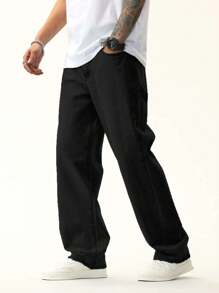 KIT 2 Light And Black Bag Jeans Wide-Leg Skater Style Carpenter Streetwear Premium Stylish - Nhiều màu - Xem 5