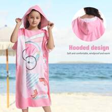 MUTAO 1pc Kids Swimming Changing Robe, Soft Hooded Bathrobe Changing Robe, Microfiber Changing Poncho For Beach Surfing Swimming And Diving - Multicolor - View 5