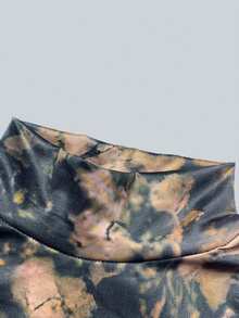 1pc Digital Printed Fitted Long Sleeve Dress - Rust Brown - View 5