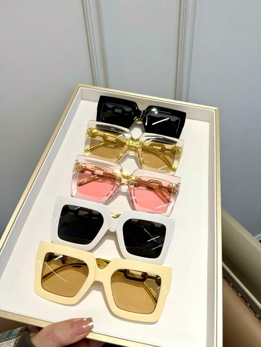 Cute 5pcs/Pack Square Beach Shades Fashion Glasses - Multicolor - View 1