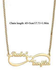 Custom Jewelry Stainless Steel Customized Name Pendant For Women Gold Color Double Names Heart Shape Necklace Personalized Box Chain Necklace Valentine's Day Birthday Gift Anniversary Accessories Gift Valentines - Gold - View 6