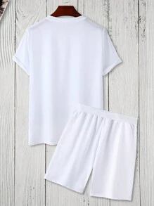 Paris Men's T-Shirt And Shorts Set Men's T-Shirt And Men's Shorts 227 - trắng - Xem 3