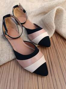KIT 2 Pairs Salome Sandals Flat Pointed Toe Comfortable Elegant Casual Women's Black White Caramel Jeans Moda Gringa Promotion - 藕粉色 - 查看 5