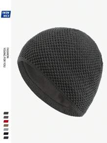 1pc Plain Simple Style Beanie Cap, Warm Knitted Hat With Thermal Lined , Suitable For Autumn Winter Outdoor Sports Like Running, Cycling, Skateboard, Skiing, Ideal Gift For Family And Friends