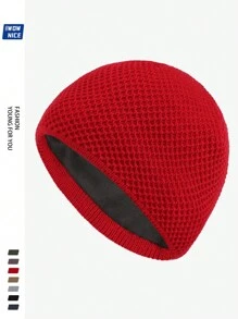 1pc Plain Simple Style Beanie Cap, Warm Knitted Hat With Thermal Lined , Suitable For Autumn Winter Outdoor Sports Like Running, Cycling, Skateboard, Skiing, Ideal Gift For Family And Friends