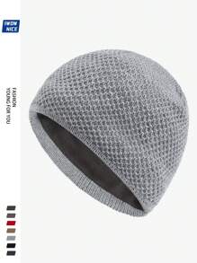 1pc Plain Simple Style Beanie Cap, Warm Knitted Hat With Thermal Lined , Suitable For Autumn Winter Outdoor Sports Like Running, Cycling, Skateboard, Skiing, Ideal Gift For Family And Friends