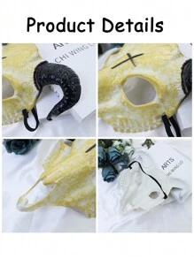 1 pieza Máscara cuernuda multicolor y multiestilos, máscara con cabeza de cabra cruzada, máscara sangrienta de Halloween, máscara aterradora y genial, adecuada para fiesta de baile de Halloween, máscara de cabra de plástico animal, accesorio de fiesta de cosplay de Halloween - Multicolor - Ver 3